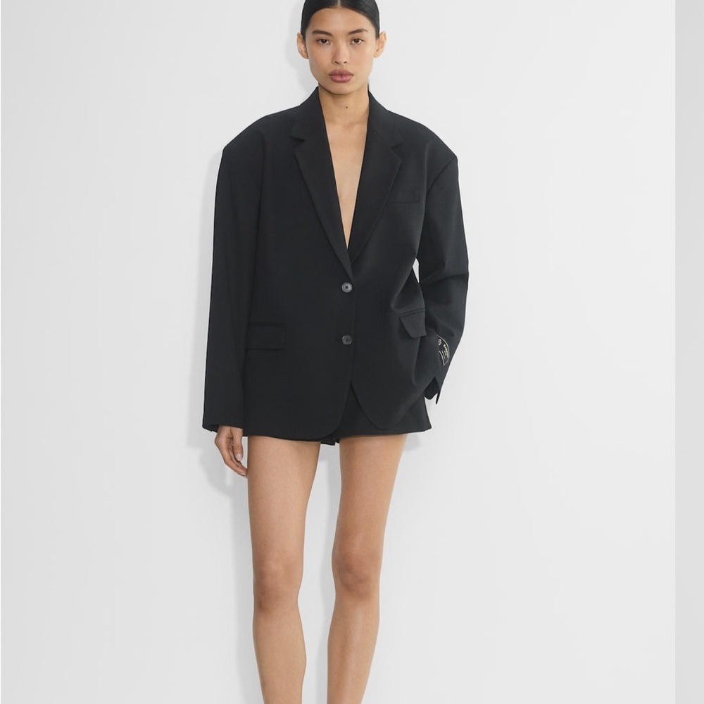 Aritzia Vogue Black Wool Oversized Single-Breasted Blazer Medium